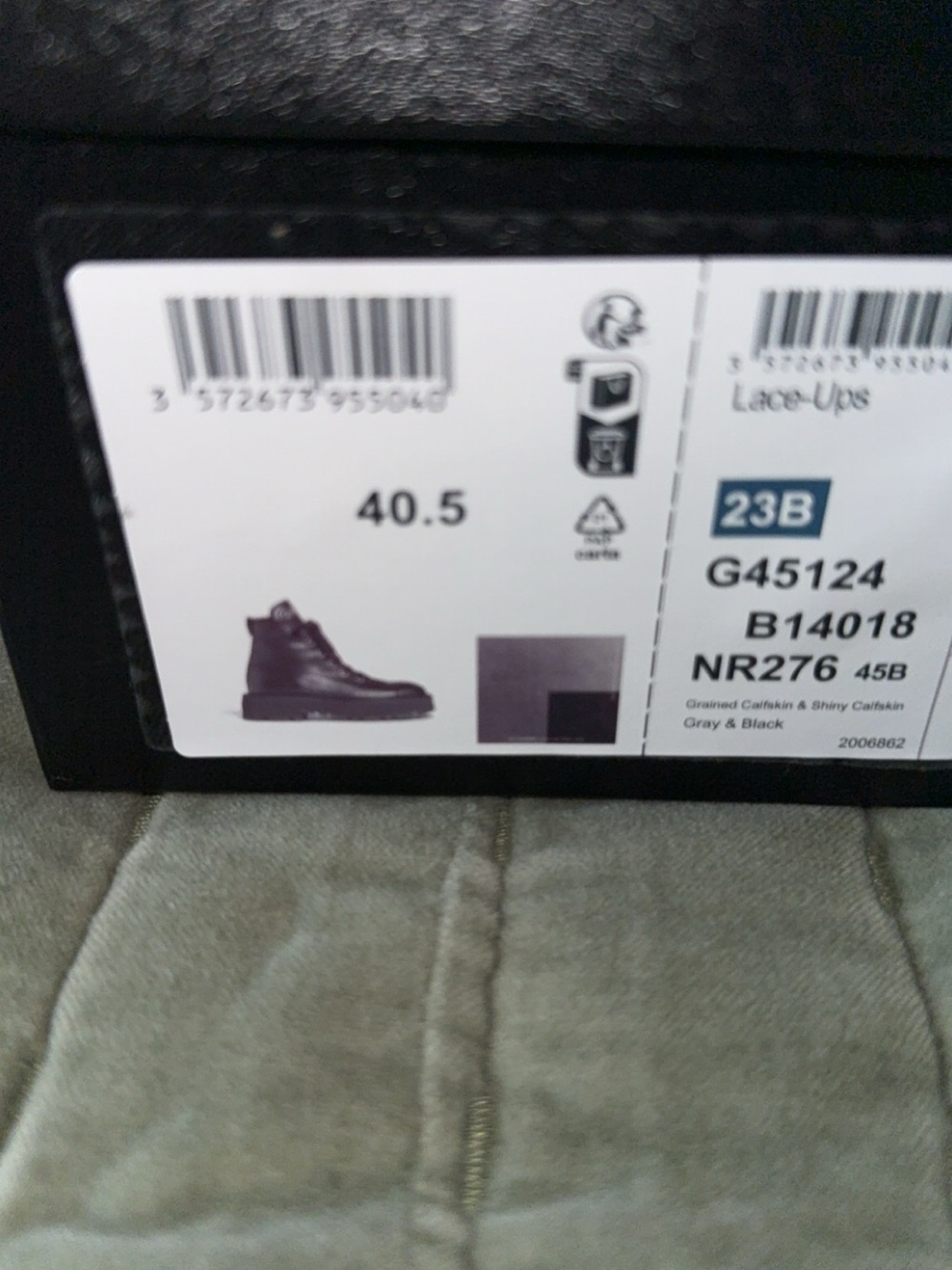 CHANEL Gray and Black Lace-Up Combat Boots (Box Label) - Picture 3 of 3